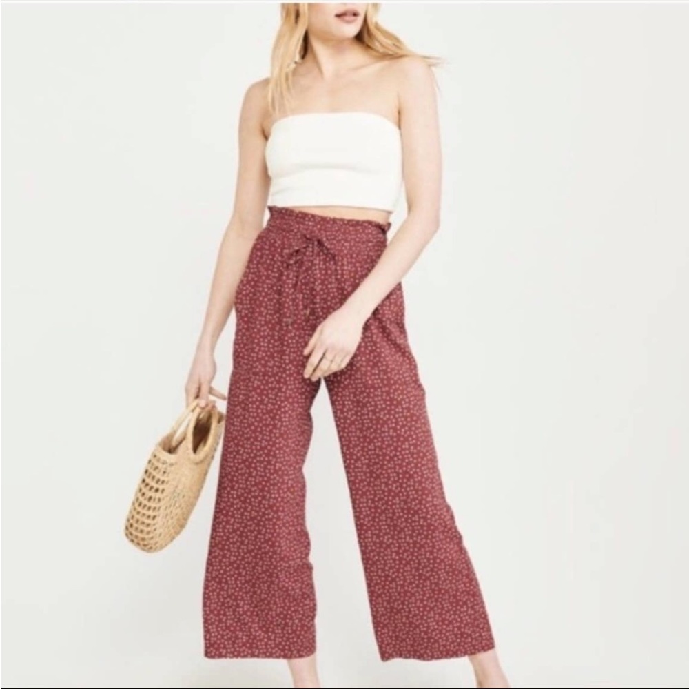 Abercrombie & Fitch High Rise Ditzy Floral Print Cropped Wide Leg Pants Size XS